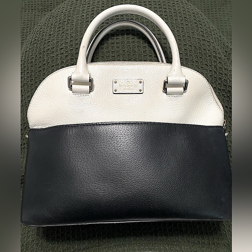 Kate spade black and white color block hand bag. Shoulder strap not included.